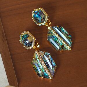 Alexis Bittar Gold and Iridescent Abalone Clip-on Earrings